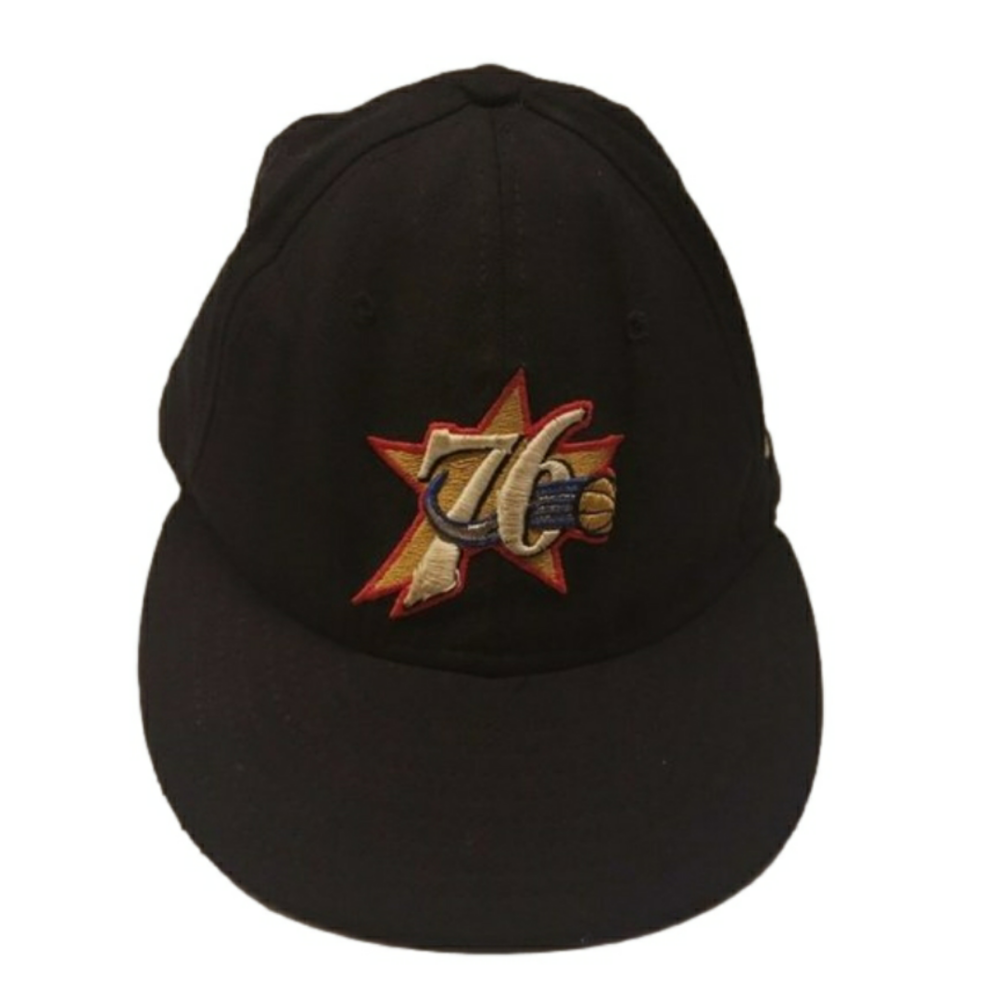 NBA Original 76er cap hat size 6 3/4 (53.9cm) black hat  with 76er logo embr